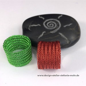 doppelt gestrickter Ring aus farbigem Kupferdraht Farbwahl Bild 3