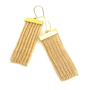 wire crochet gold colored earrings