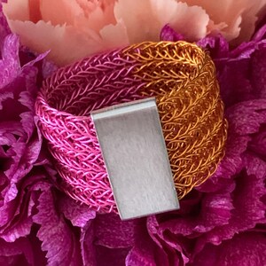 hand made wire crochet BICOLOR RING, colored copper wire with aluminium slider, color choice image 10