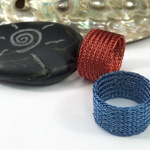 doppelt gestrickter Ring aus farbigem Kupferdraht Farbwahl Bild 5