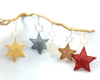 Wandering STARS - wire crochet star made of colored copper wire with hanger, choose color and site, from