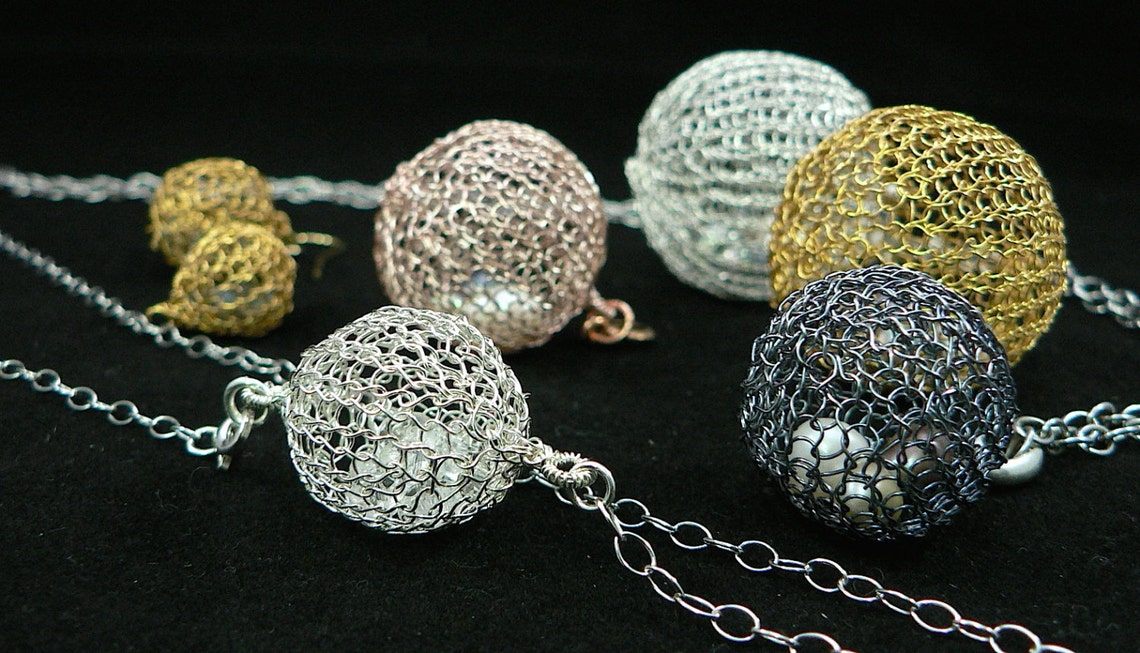 Necklace wire crochet BUBBLE with embedded Etsy
