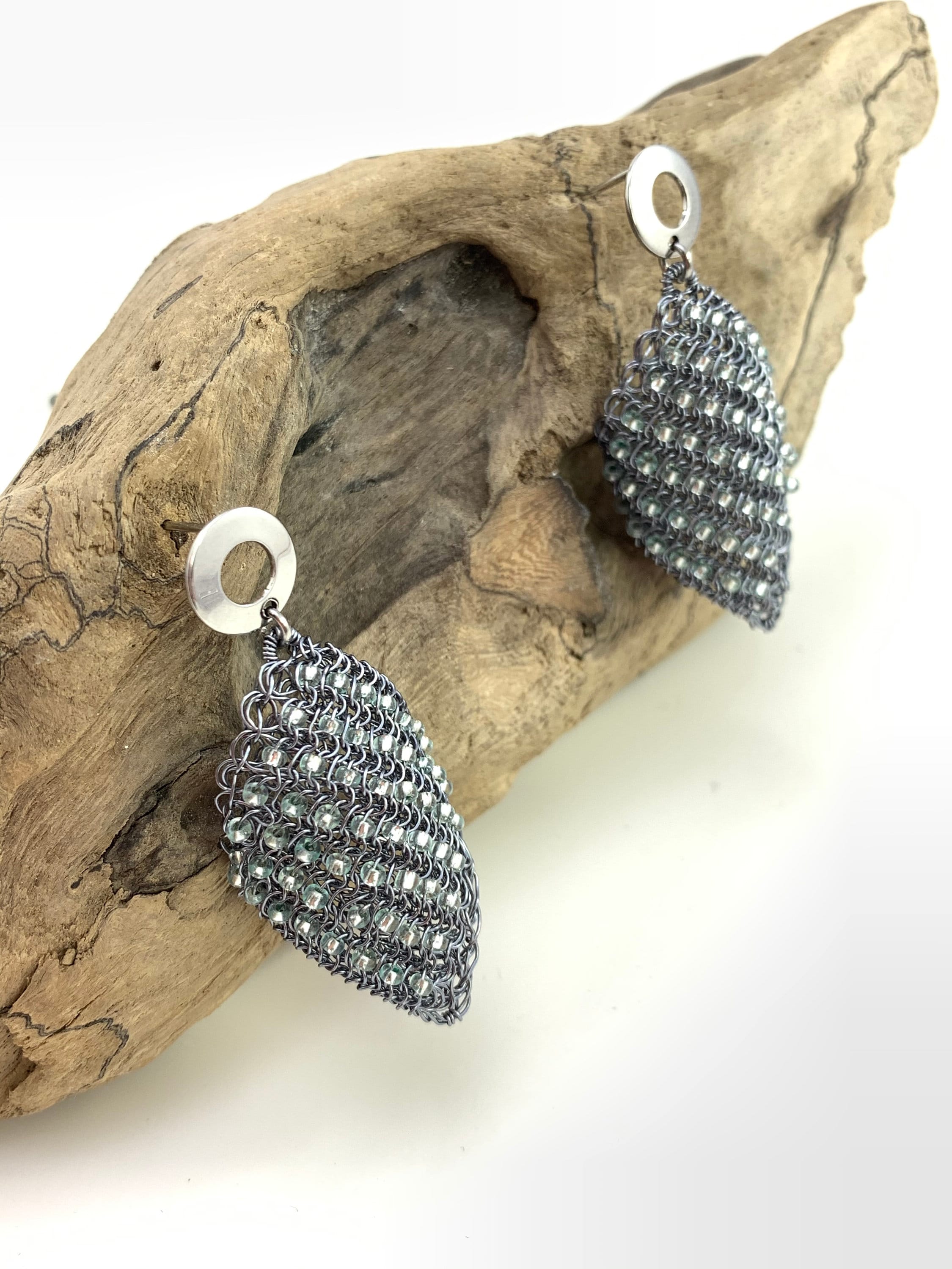Hand Made Double Wire Crochet Graphite Colored EARRINGS With Etsy UK