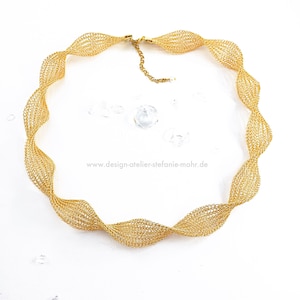 wire crochet twisted collier / necklace silver OR gold colored copper wire 45-50 cm