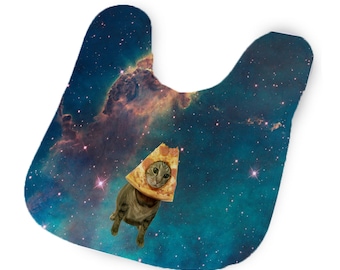 Black Cat in Space with Stars and Galaxy Novelty Coaster Set