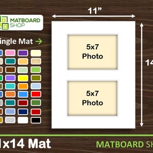 11x14 Mat for 12x16 Frame - Precut Mat Board Acid-Free Black 11x14 Photo Matte Made to Fit A 12x16 Picture Frame
