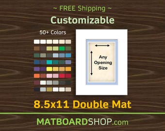 8.5x11 Custom Acid-Free DOUBLE MATBOARD