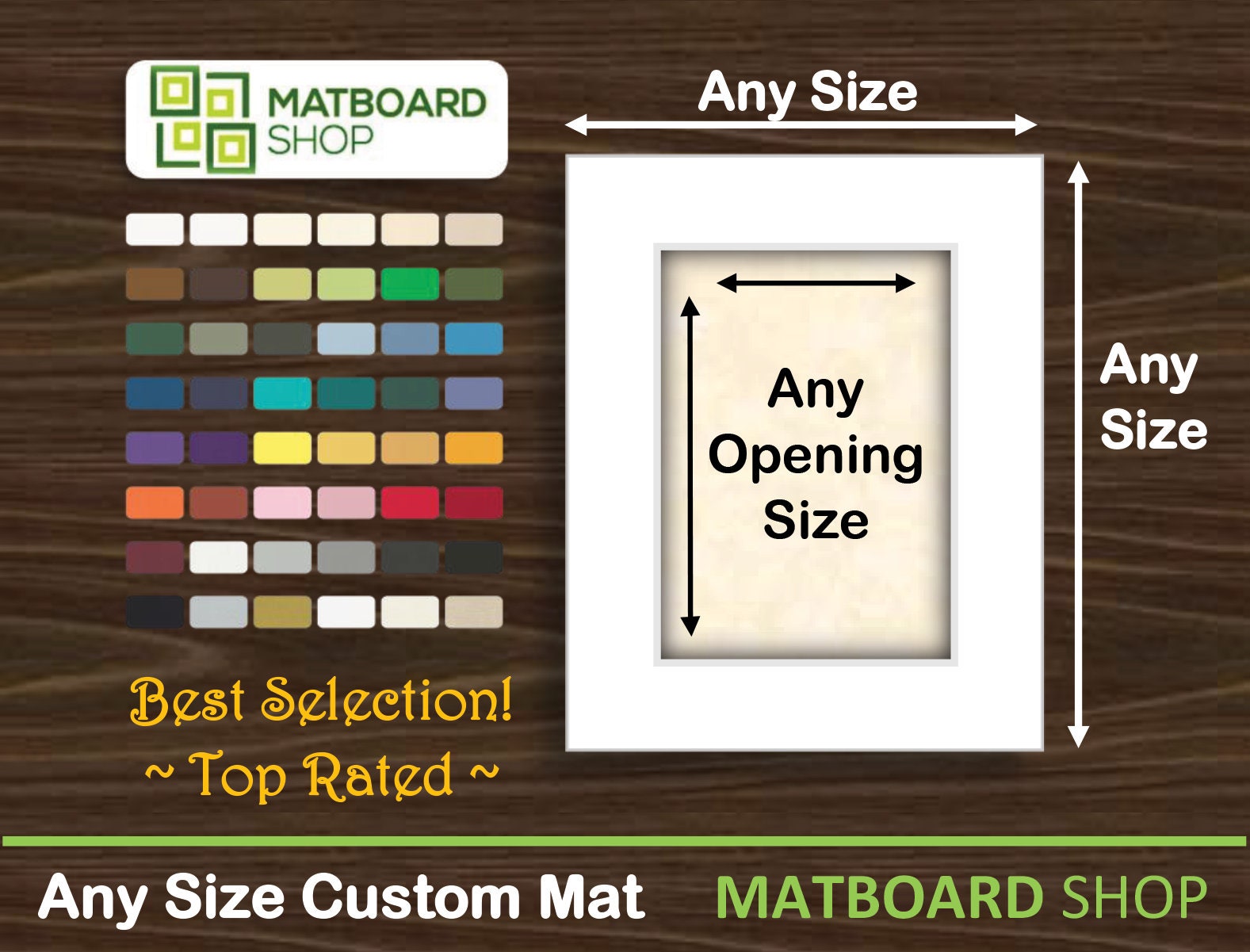 Picture Mat Emerald Bright Crayon Green 11x14 for 8x10 Photo or Art  Rectangle Cutout 