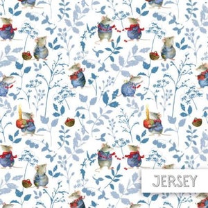 Tricot Fabric (Jersey) Daniela Drescher : Mice Blue