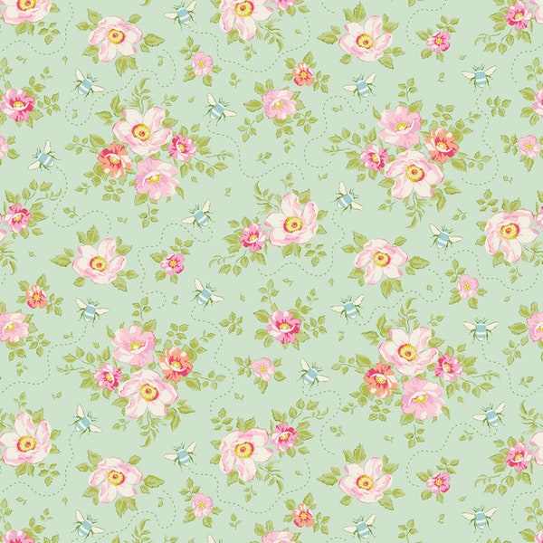 Tissu Tilda "Rosa Mollis Sarcelle" ( 50x55 cm)