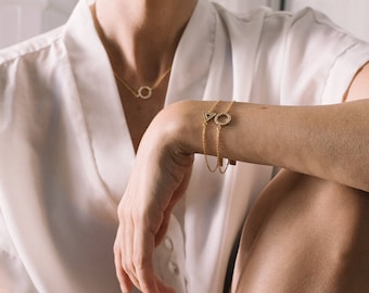 Ring pave bracelet, 24Kt gold plated brass · dainty jewelry · tiny chocker · layered necklaces · zirconia · trend · elegant · amulet