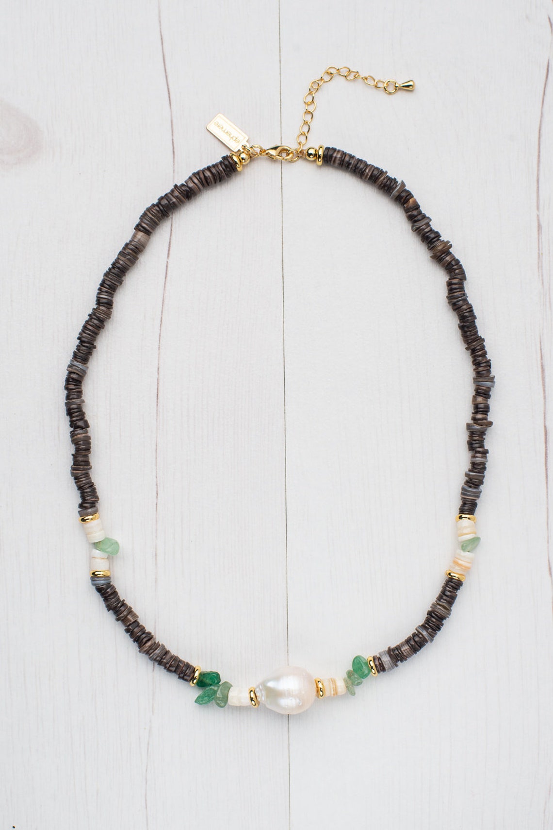 Puka Shell Beads Baroque Pearl Necklace 18K Gold Plated - Etsy