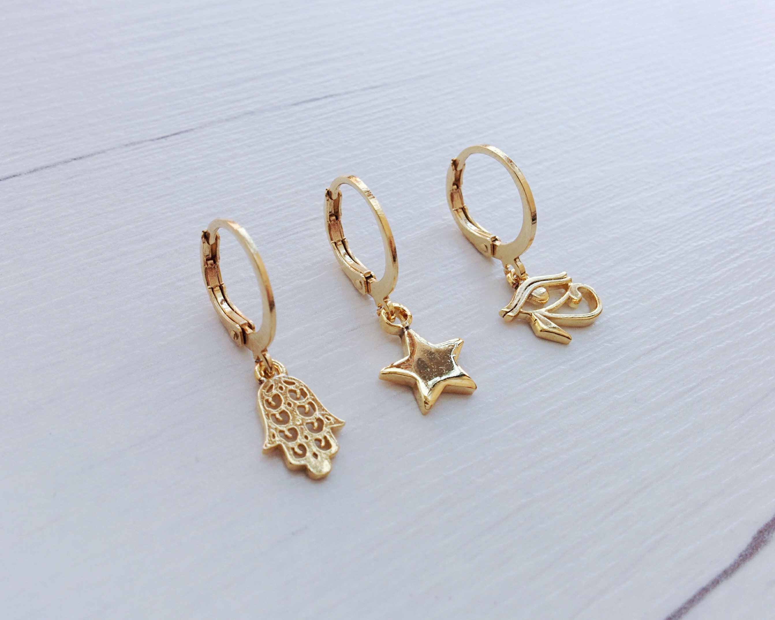 CHOOSE ONE Single Charm Hoop Earring · Gold Plated Lucky CHOOSE ONE Single Charm Hoop Earring · Gold Plated Lucky
