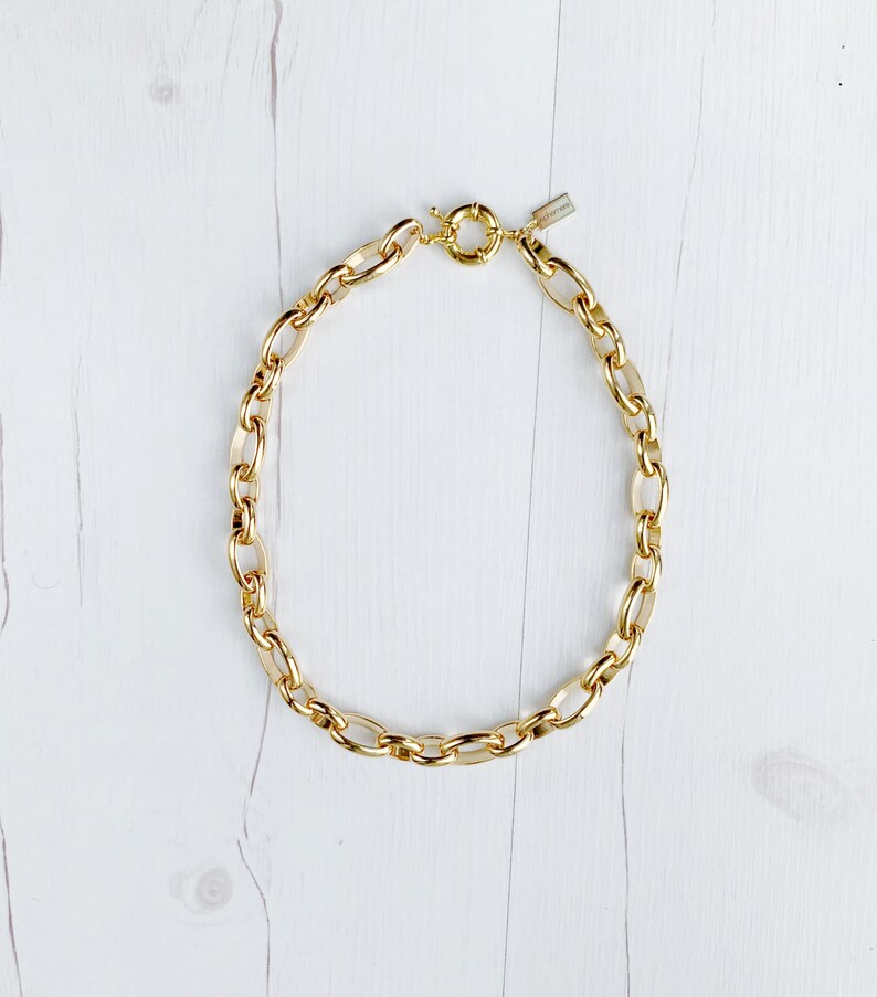 Thick Links Chain Necklace 18k Gold Plated Bold Links Cable Etsy