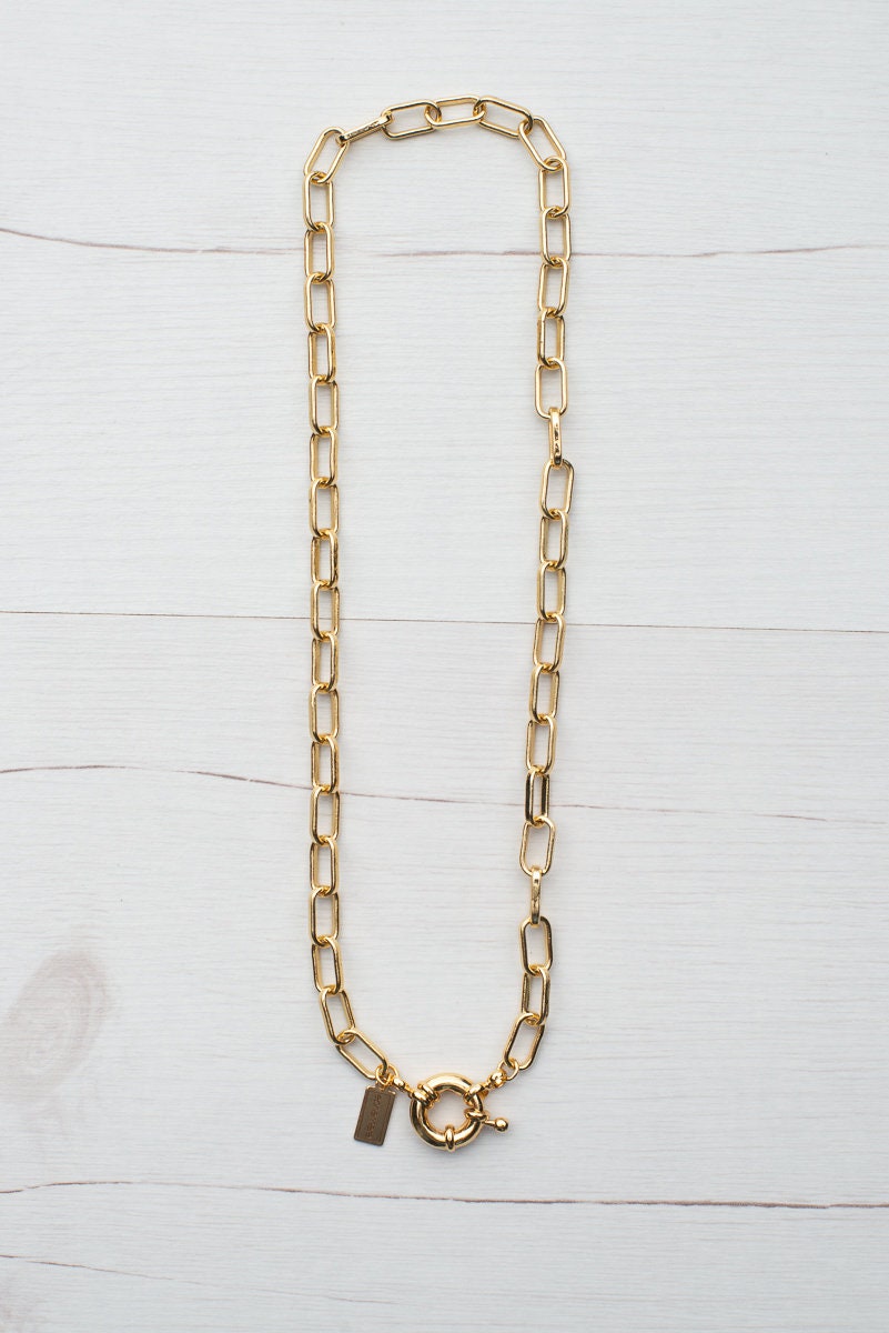 Chunky Gold Plated Link Chain Necklace 18k Gold Plated Brass - Etsy