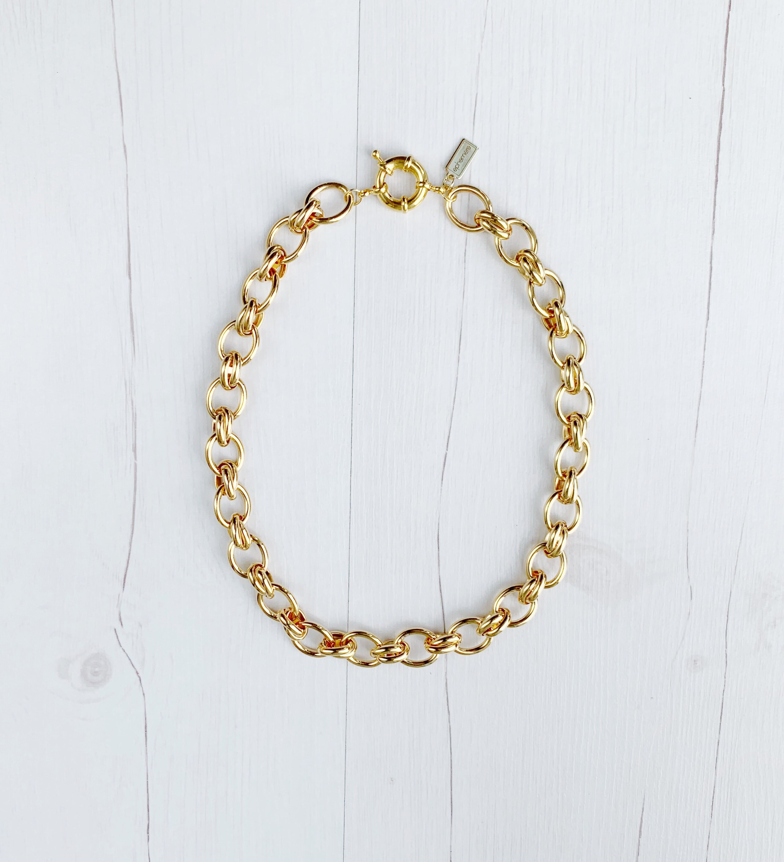 Chunky Gold Plated Chain Necklace – 18 Inch Statement Link Necklace For Women