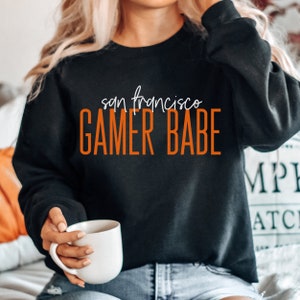 SF Giants Sweat, Gamer Babe, Cute Baseball Shirt, SF Giants T Shirt, Ladies Giants Shirt