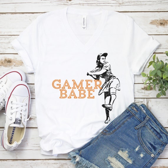 Gamer Babe Baseball Women V-neck Shirt SF Giants Gamer Babe 