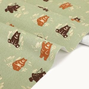 1/2 yard 100% Cotton Oxford Camping Bear 60 Wide : Dailylike Canada image 1