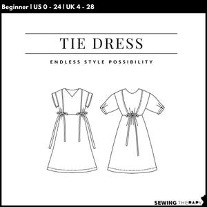 Patrón de vestido con lazo en PDF: terapia de costura con un video paso a paso