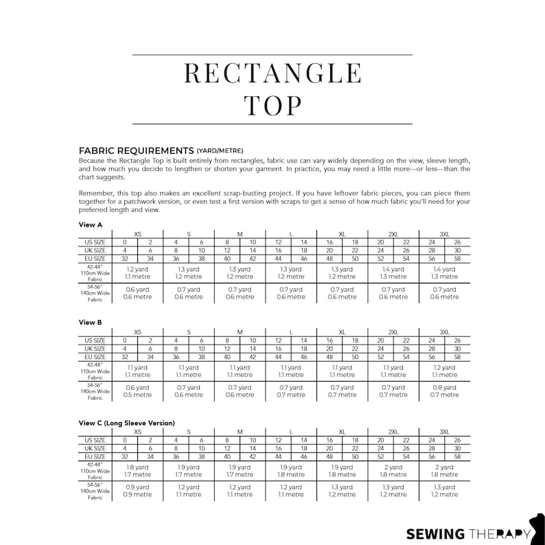 PDF Rectangle Top Pattern - Sewing Therapy With a Step-by-step Sewalong ...