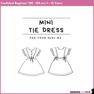 PDF Mini Tie Dress Pattern for Ages 1–8 (Sizes 80–130 cm) | Sewing Therapy with a Step-by-Step Sewalong Video