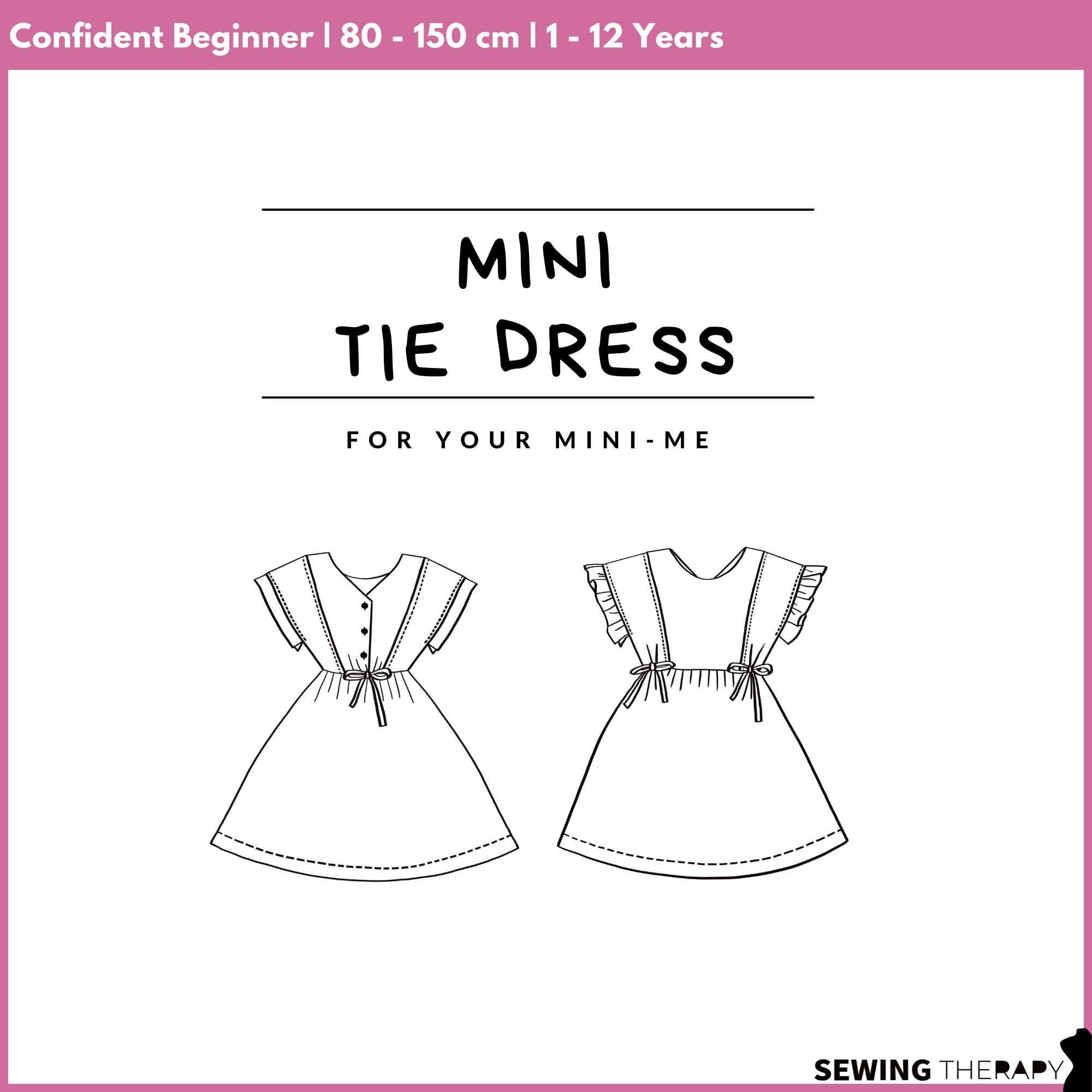 PDF Mini Tie Dress Pattern for Ages 1–8 (Sizes 80–130 cm) | Sewing Therapy with a Step-by-Step Sewalong Video
