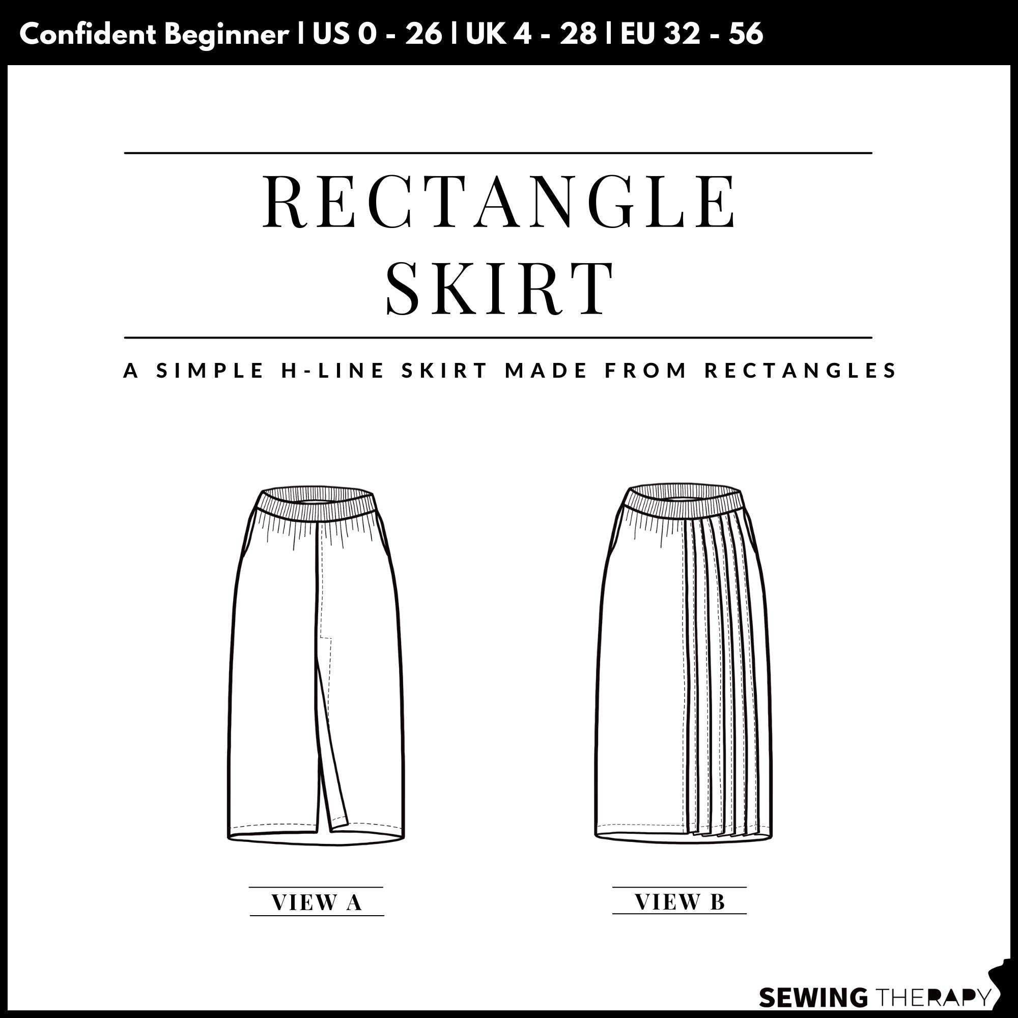 PDF Rectangle Skirt Pattern - Sewing Therapy With a Step-by-step