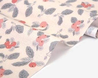 1/2 yard 100% Cotton 20C Apple Farm - Pink 42" Wide : Dailylike Canada Spring Fabric Fruit fabric Pink and Grey