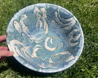 Handmade decorative ceramic food serving bowl