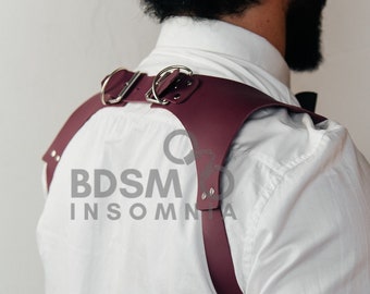 Tirantes para hombre, Tirantes de cuero ajustables, Tirantes hechos a mano, Tirantes para novios, Tirantes de vaquero, Arnés de cuero burdeos