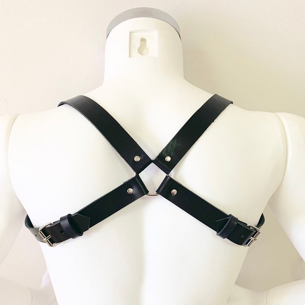 X-back men's harness, H- front harness, H-front harness, X-back harness, leather men's harness