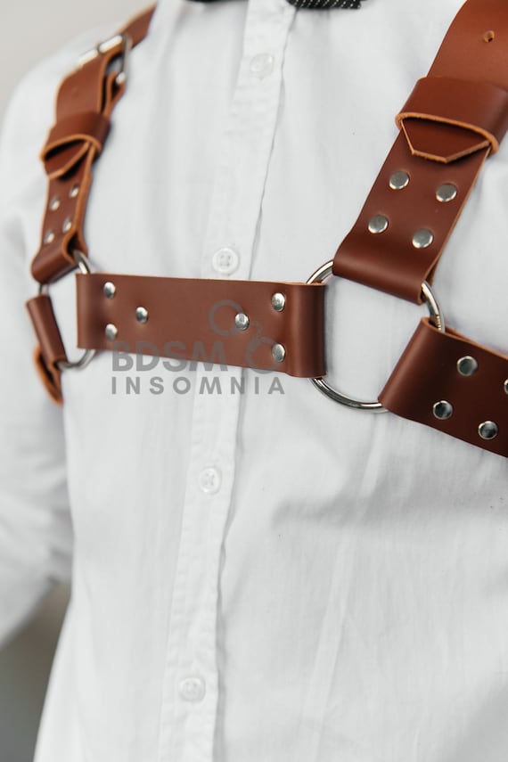 Brown Men's Harness, Genuine Leather Harness, Men Brutal Harnss - Etsy