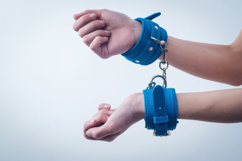 Blue Wave Handcuffs Wrist Cuffs Light Blue Handcuffs Etsy