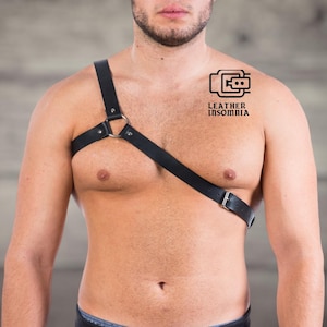 Genuine Leather men&#39;s harness, men&#39;s chest harness, Chest Harness, Harness, Body Bondage, bondage harness