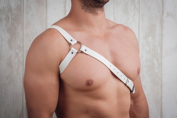 Mens Leather /'H/' Bulldog HARNESS GAY Leather black yellow,adjustable straps new