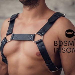 Full black men&#39;s harness, Genuine Leather harness, men brutal harnss