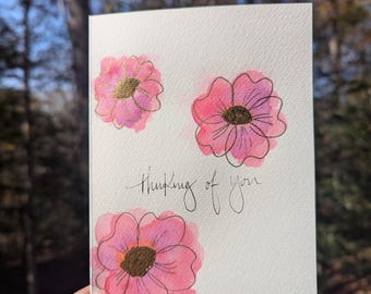 Hand Painted Watercolor Greeting Card | Thinking of You Card