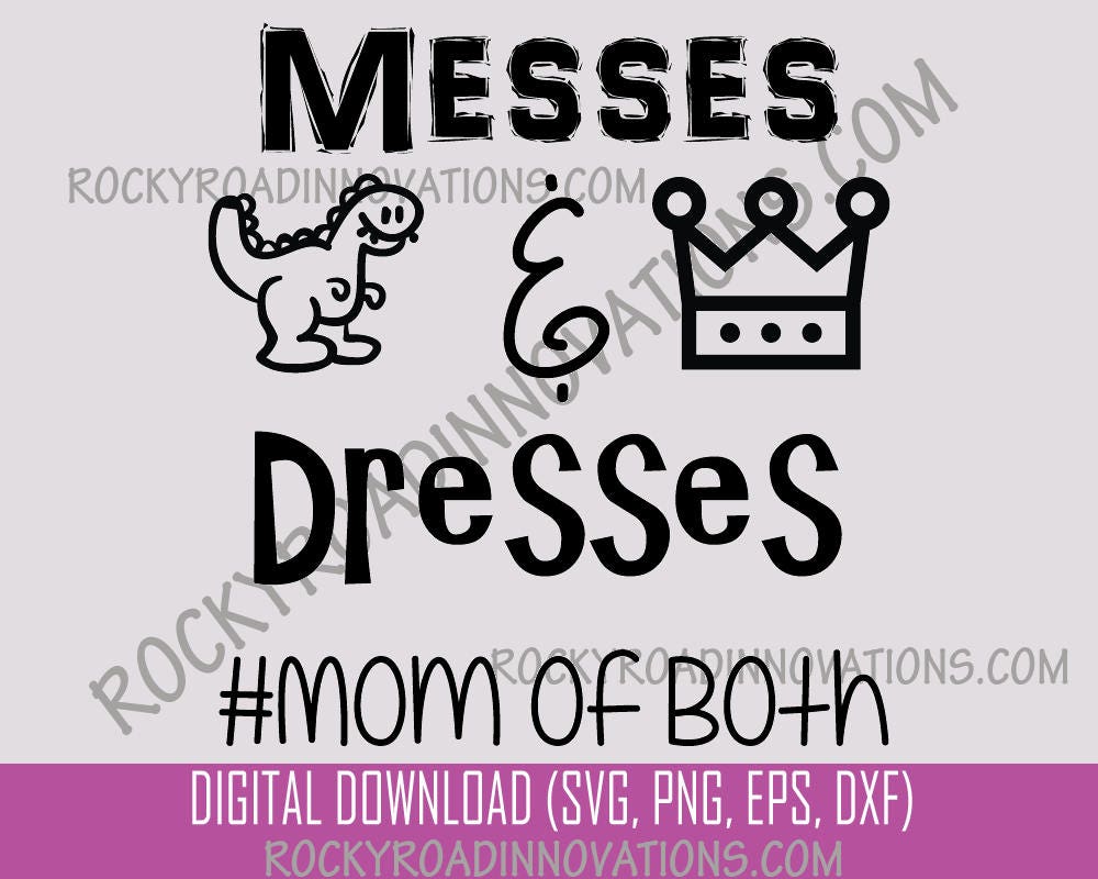 Download Messes And Dresses Dinosaur Princess Crown Mom of Both | Etsy