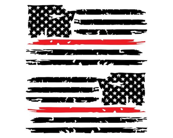 Thin Red Line American Flag Right /& Left sides Distressed FIre Sticker x 2