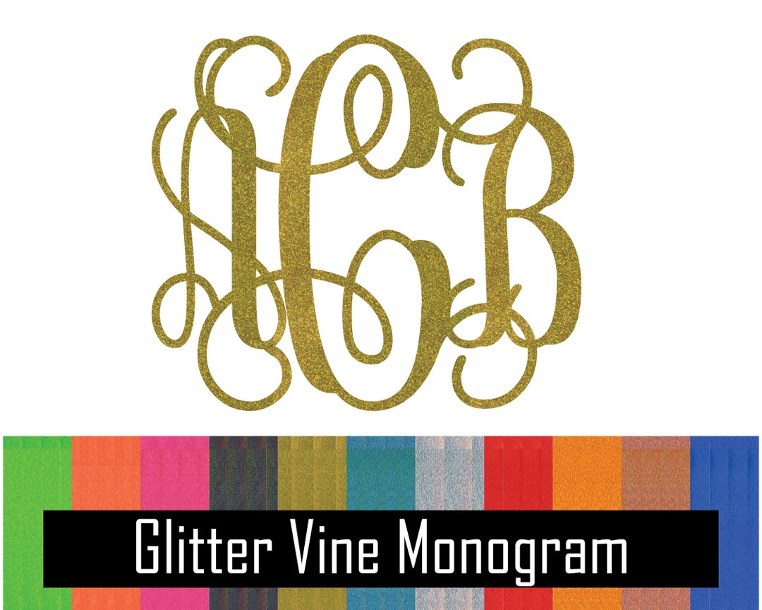 Glitter Vine Monogram Vinyl Decal Sticker - Etsy