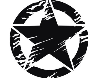 Calcomanía de vinilo con estrella del ejército desgastada