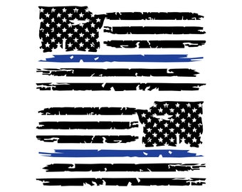 Set of 2 Distressed Thin Blue Line American Flag Decals Stickers for Jeep Truck Car Window YETI Cooler RTIC