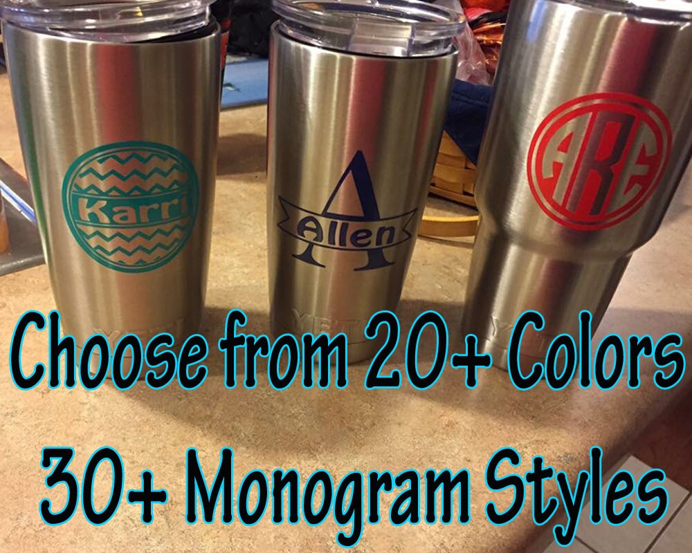 Vinyl Decal Sticker Monogram for YETI Tumbler Cooler Laptop Car SUV W…
