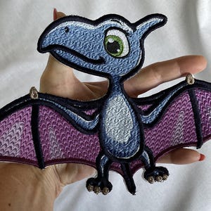 Extra large Pterodactyl Embroidered Patch – Oversized Iron On Dinosaur Patch – Big Dino Applique for Jacket, Backpack or Costume