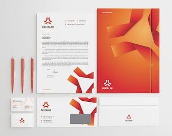 corporate stationery design template business card etsy