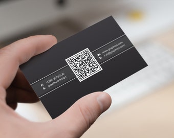 Simple QR Code Business Card Design Template - Photoshop Templates - Modern, Coprorate, Creative - Instant Download - v28