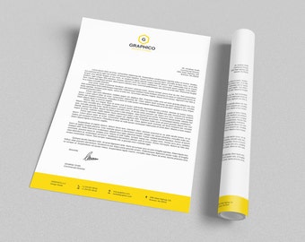 Corporate Letterhead Design Template - Adobe Illustrator / Photoshop Template with MS Word DOC / DOCX - Instant Download - v5