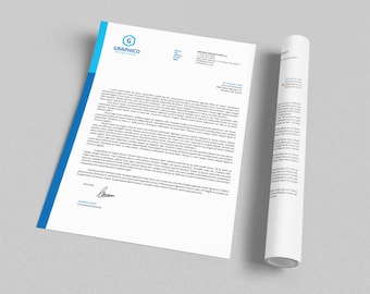 Corporate Letterhead Design Template - Adobe Illustrator / Photoshop Template with MS Word DOC / DOCX - Instant Download - v4