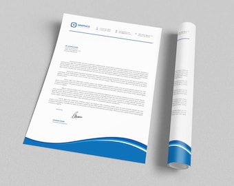 Corporate Letterhead Design Template - Adobe Illustrator / Photoshop Template with MS Word DOC / DOCX - Instant Download - v8